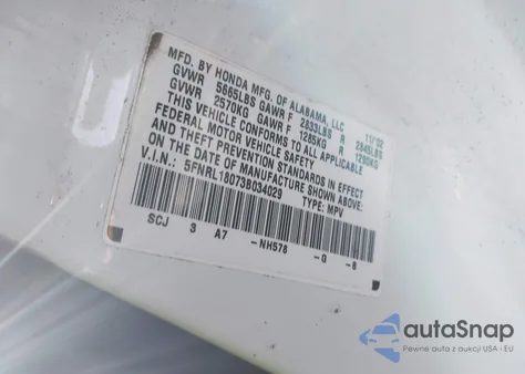 2003 Honda Odyssey Ex-L из США, поврежденный, VIN 5FNRL18073B034029